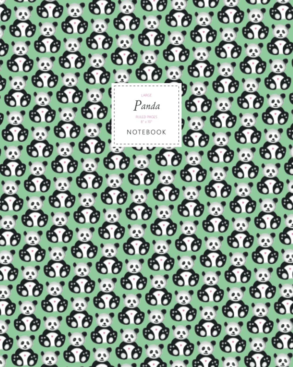Panda Notebook - Ruled Pages - 8x10 - Premium Notizbuch (Green) Stationery