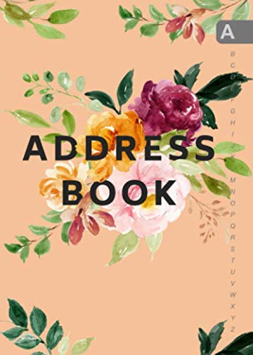 Address Book: B6 Small Contact Notebook Organizer with A-Z Alphabetical Tabs | Cute Watercolor Flower Bouquet Design Orange Media & Communication