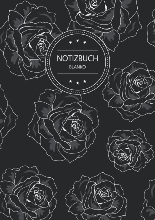 Notizbuch Blanko: Blanko Notizbuch A4 110 Seiten, Vintage Softcover, Weißes Papier - Dickes Notizheft, Skizzenbuch, Zeichenbuch, Blankobuch, Sketchbook; Motiv: Rose Rosen Blumen Muster Mathematics