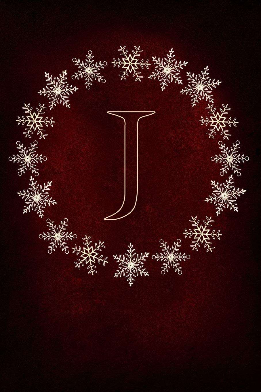 Product Image: J: Monogram Initial Notebook Journal with Magical Snowflake Red Cover