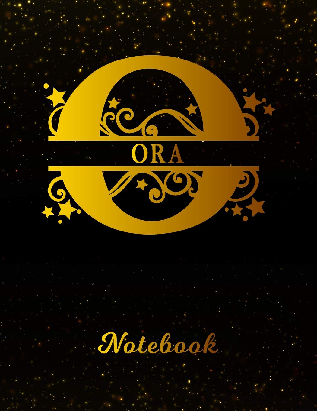 Ora Notebook: Letter O Personalized First Name Personal Writing Notepad Journal | Black Gold Glittery Pattern Effect Cover | Wide Ruled Lined Paper ... Taking | Write about your Life & Interests Books