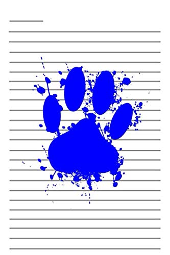 Blue Paint Splatter Dog Paw Print: 110 Page Blank Notebook - Ruled Paper Journal - 6" x 9" (15.24 x 22.86 cm) book
