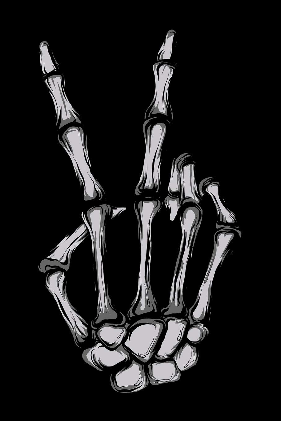 Notebook: Halloween Skeleton Scary Peace Sign Bones Black Lined Journal Notebook Writing Diary - 120 Pages 6 x 9 Books