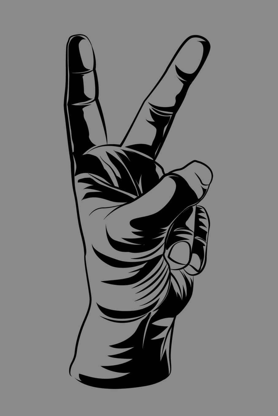 Notebook: Peace Hand Sign Language Hippie 60's Cool Black Lined Journal Notebook Writing Diary - 120 Pages 6 x 9 Books