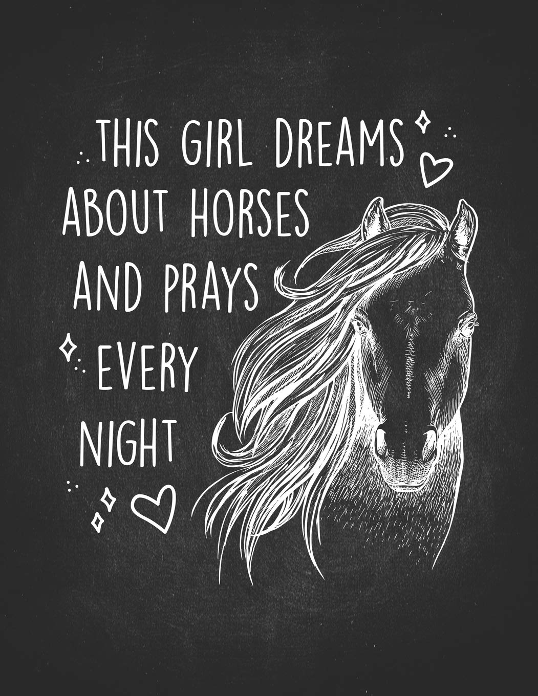 Horse Riding Girl Gifts: This Girl Dreams About Horses And Prays Every Night Horse Head Wide Rule College Notebook 8.5x11 Awesome gift for horseback riding girl boy kids on a farm book