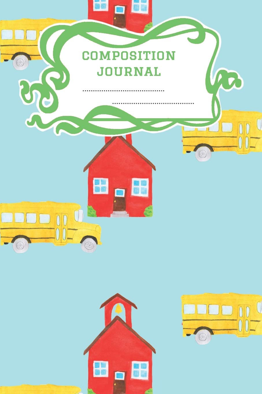 Composition Journal: A 6x9 Inch Matte Softcover Paperback Notebook Graph Paper Journal - 120 pages 4x4 Grids -Back to School Yellow School Bus Red School House Reading Aloud & Learning to Read