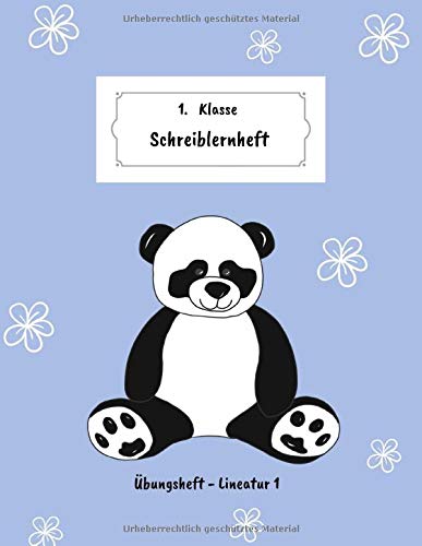 1. Klasse - Schreiblernheft: Übungsheft für Erstklässler • Grundschule | Lineatur 1 mit Häuschen | Geschenkideen zum Schulanfang | Motiv: Panda blau Novels & Short Stories