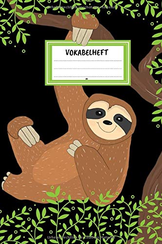 Vokabelheft A5: Vokabeln lernen mit System - 2 Spalten inkl. Kontrollkästchen | universal für alle Sprachen | 100 Seiten | Motiv: Faultier Learning & Reference