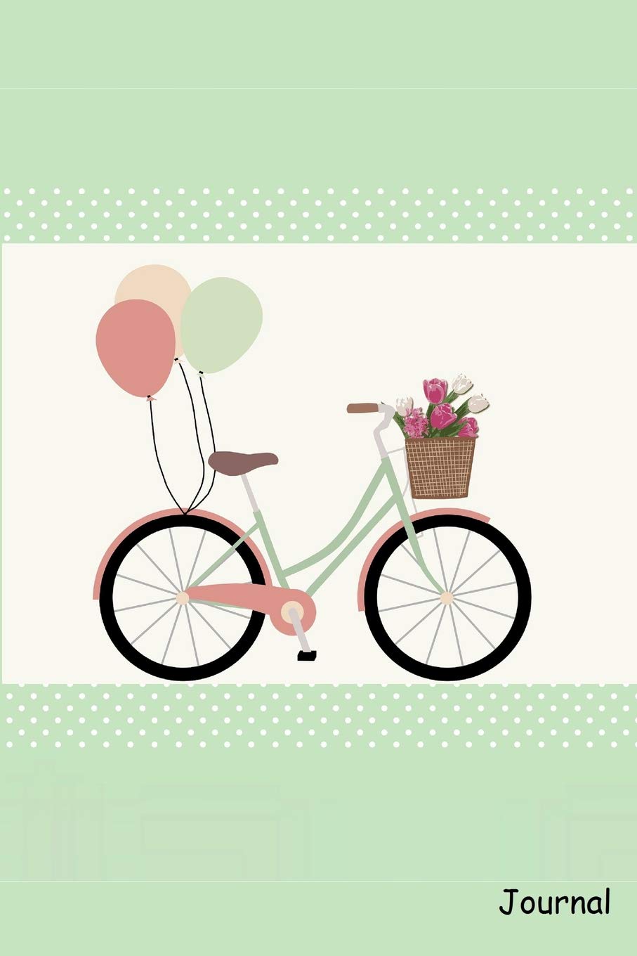 Journal: Bicycle and balloon cover with light green background - pretty gift for bike riders - 6 x 9 inch lined notebook Media & Communication