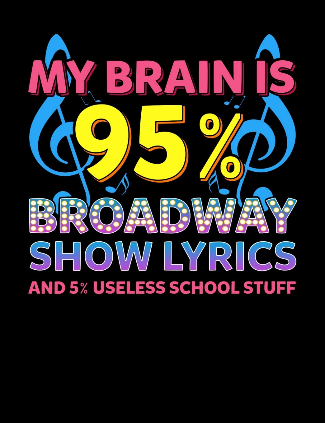 My Brain Is 95 Percent Broadway Show Lyrics: Funny Quotes and Pun Themed College Ruled Composition Notebook Learning & Reference
