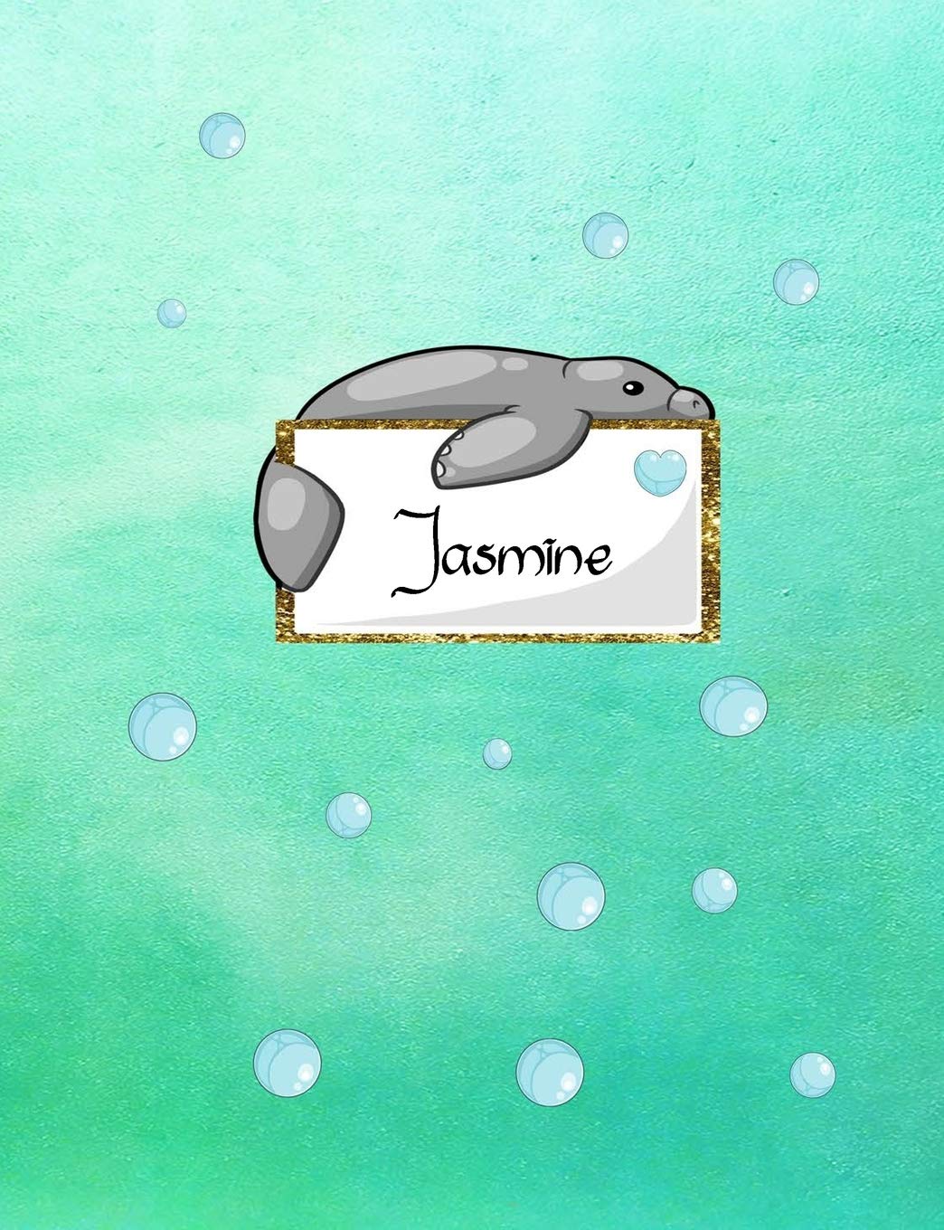 Jasmine: Kawaii Manatee (Teddy Bear of the Sea) personalized notebook. Lined paper with Manatee companions Books