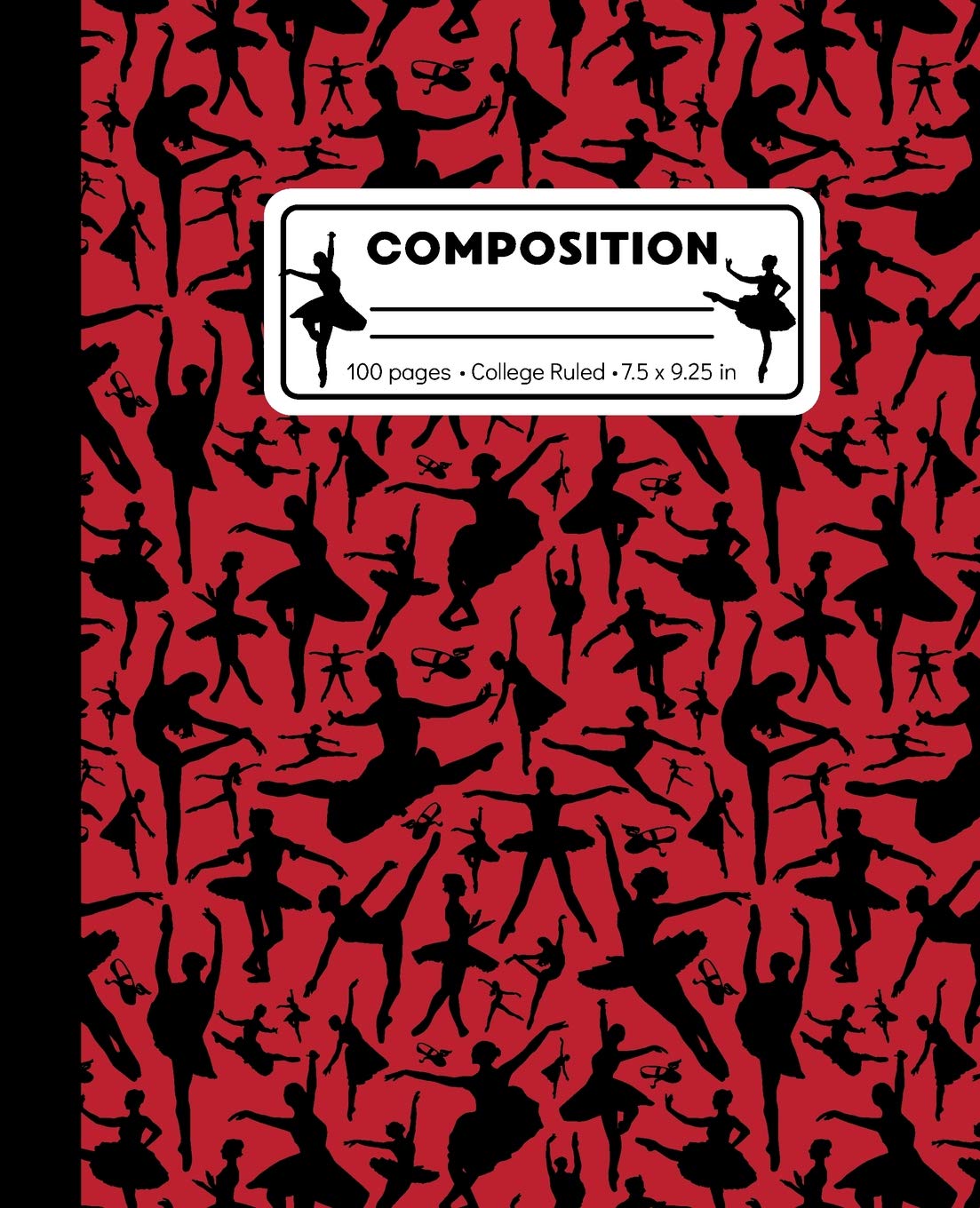 Product Image: Composition: College Ruled Writing Notebook, Red Ballet Dancer Pattern Marbled Dancing Blank Lined Book