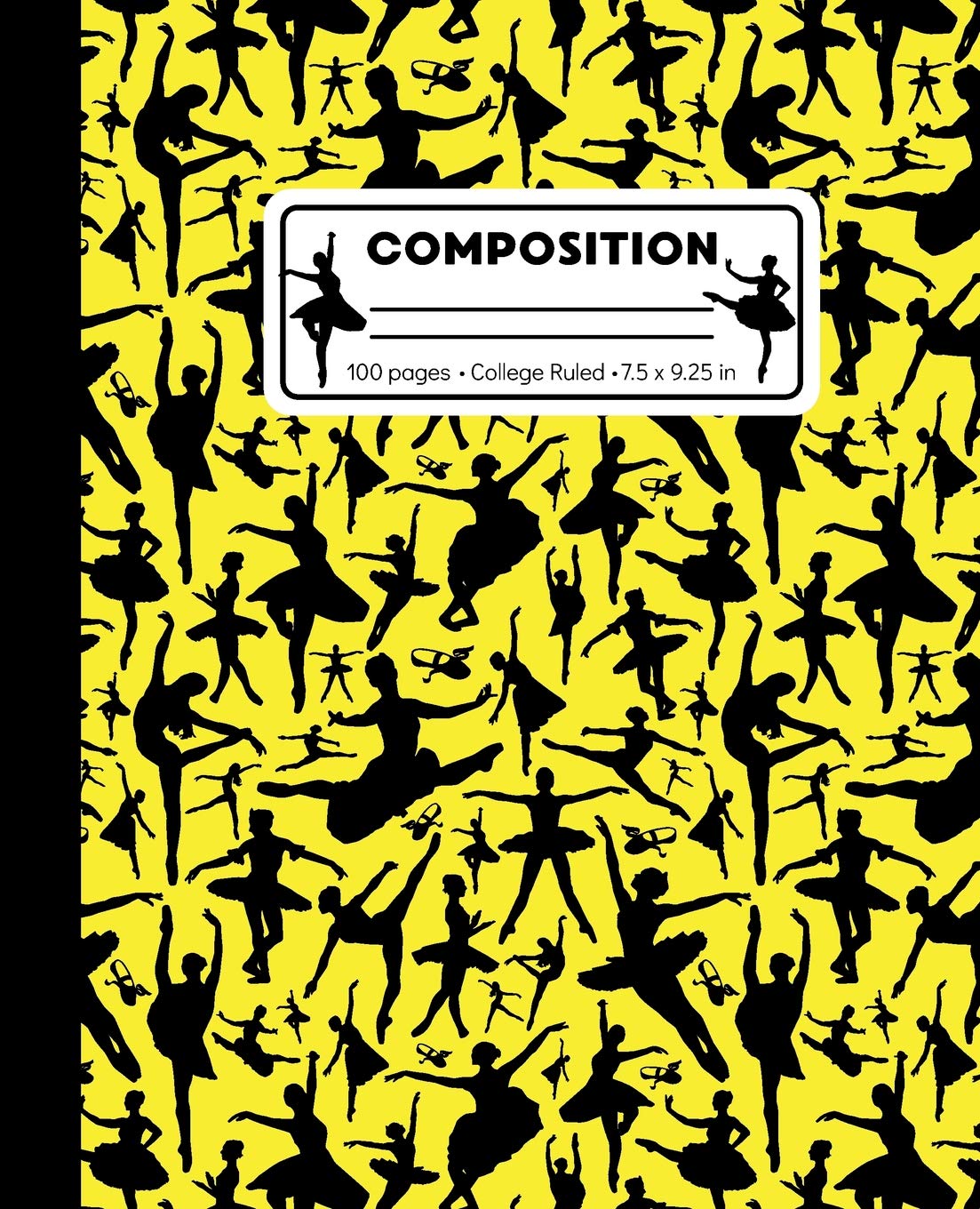 Product Image: Composition: College Ruled Writing Notebook, Yellow Ballet Dancer Pattern Marbled Dancing Blank Lined Book