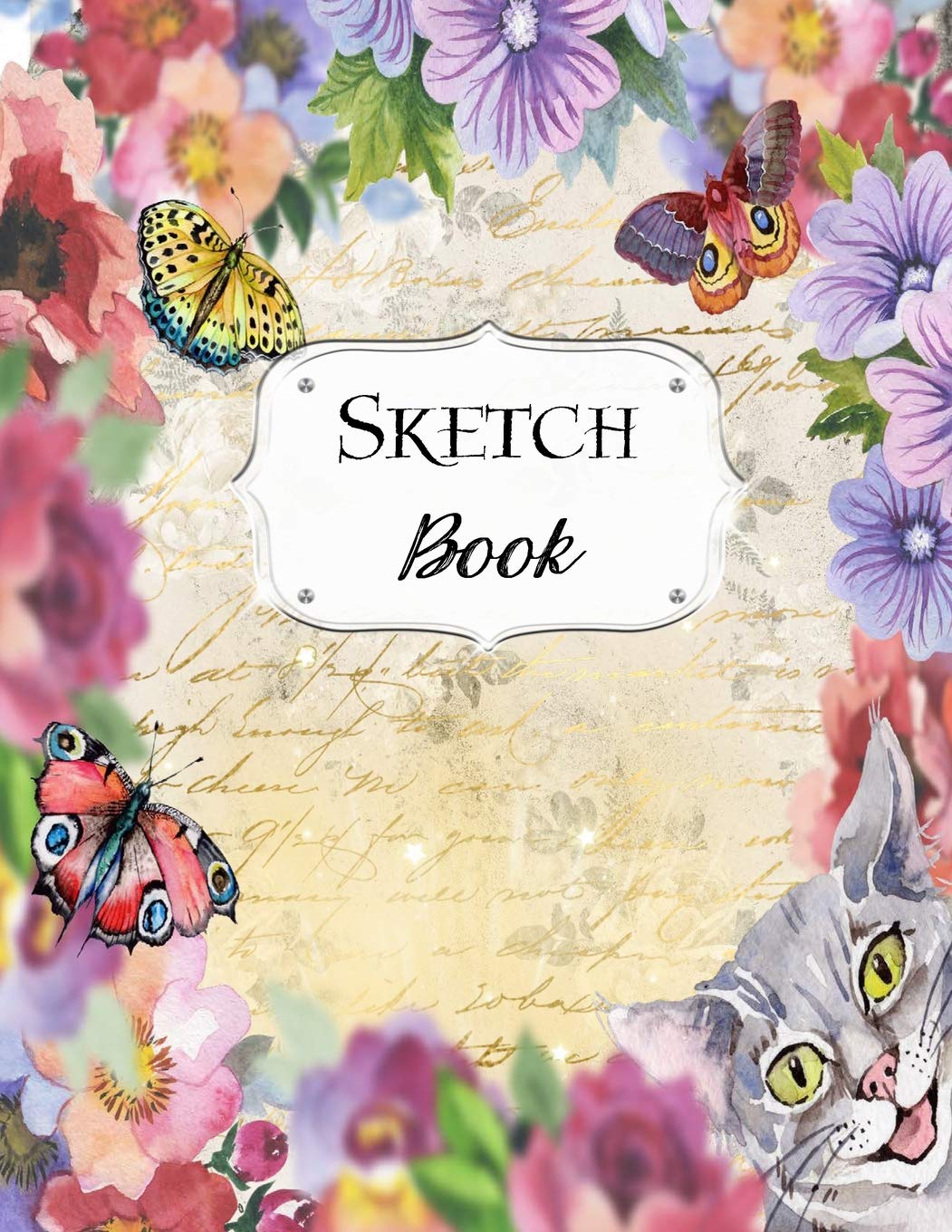 Sketch Book: Cat | Sketchbook | Scetchpad for Drawing or Doodling | Notebook Pad for Creative Artists | #6 Floral Flowers Butterfly Hobbies & Crafts