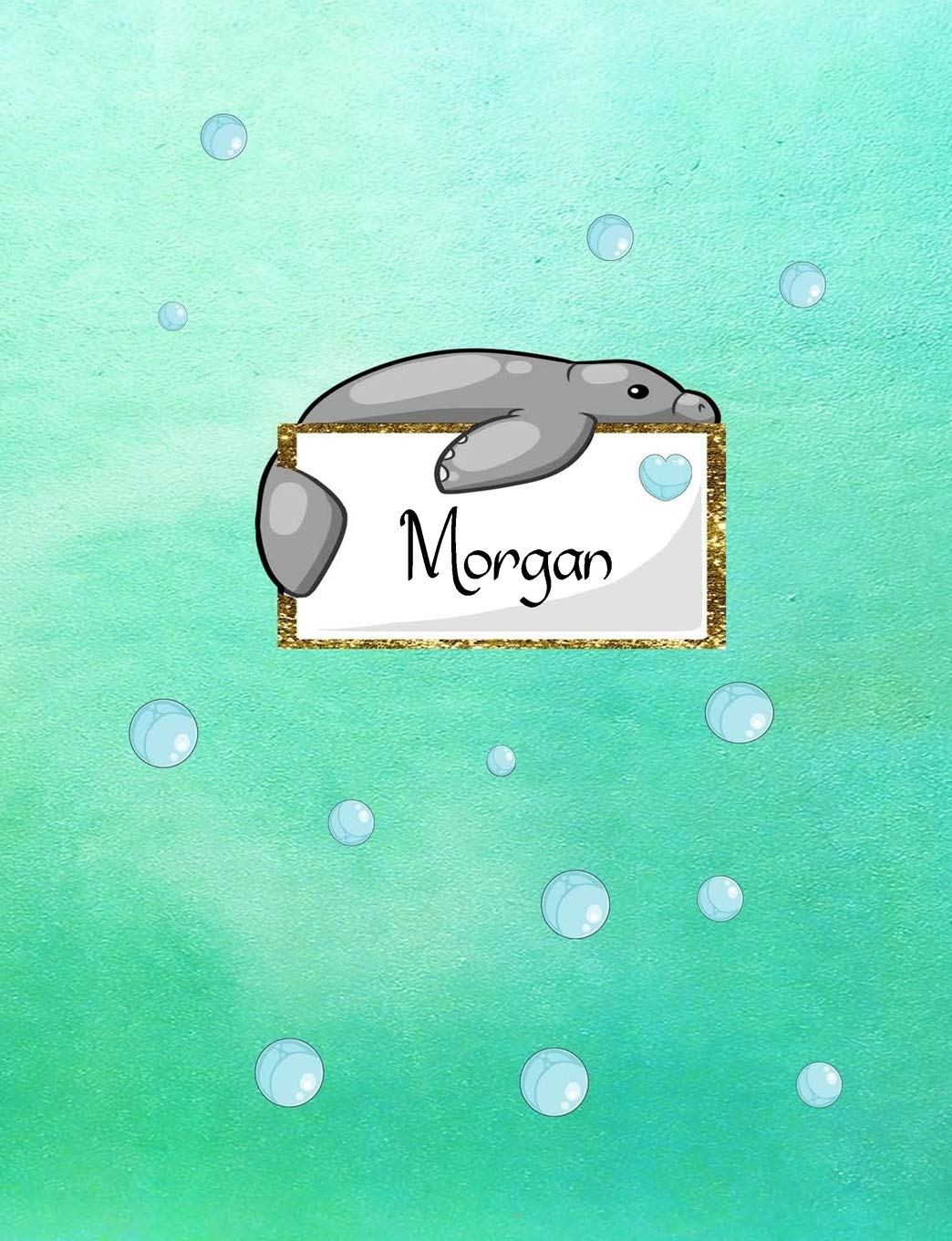 Morgan: Kawaii Manatee (Teddy Bear of the Sea) personalized notebook. Lined paper with Manatee companions Books