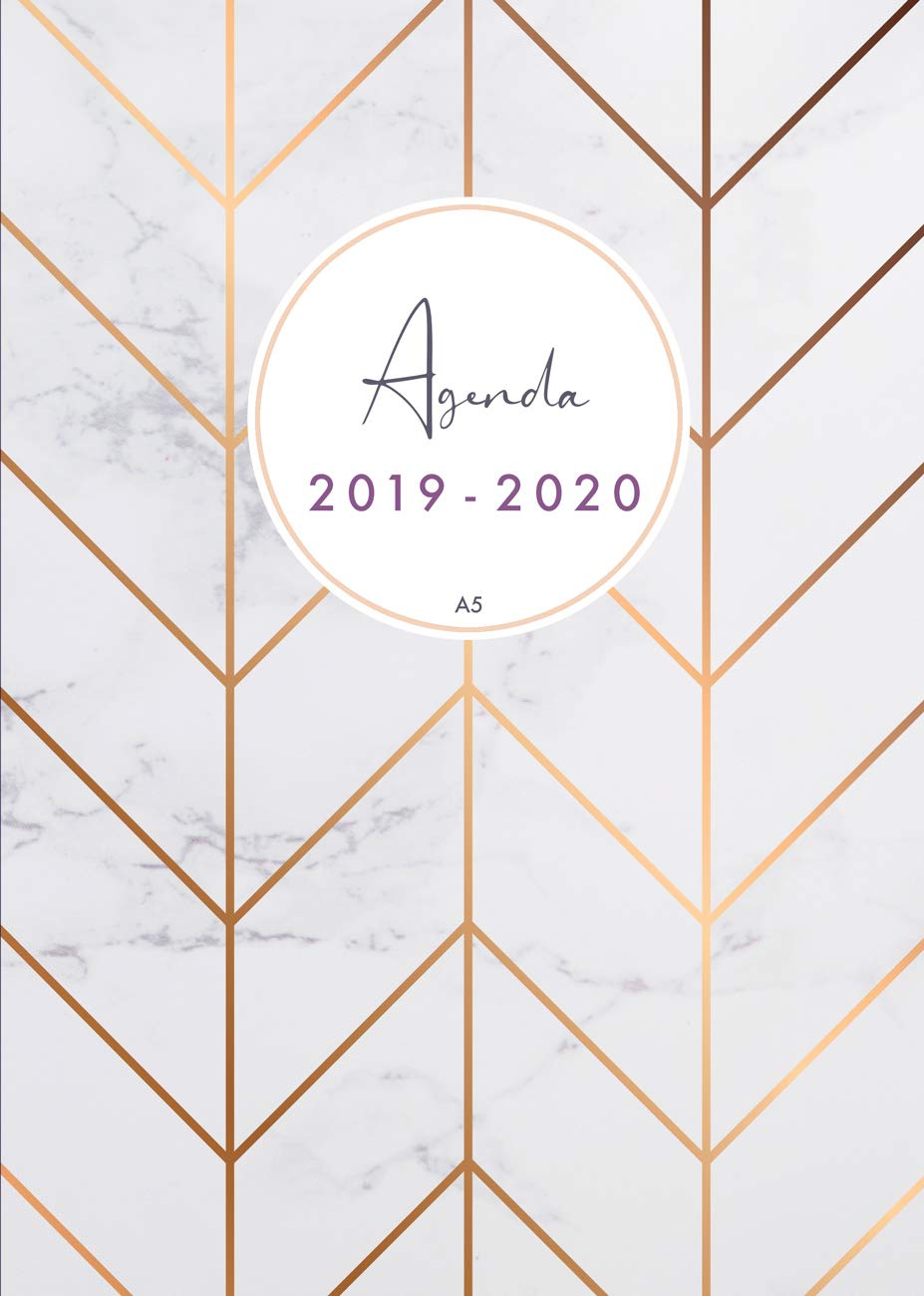 Agenda 2019-2020 a5: Organiza tu día - Agenda semanal - julio 2019 a diciembre 2020 - español - diseño de mármol Business, Finance & Career