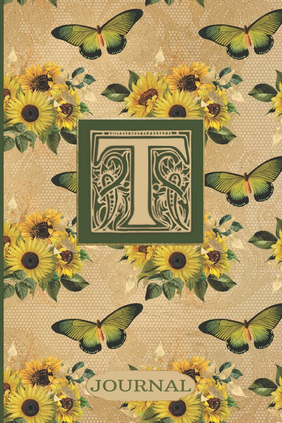T Journal: Sunflowers and Butterflies Journal Monogram Initial T | Blank Lined and Decorated Interior Essays & Short Stories