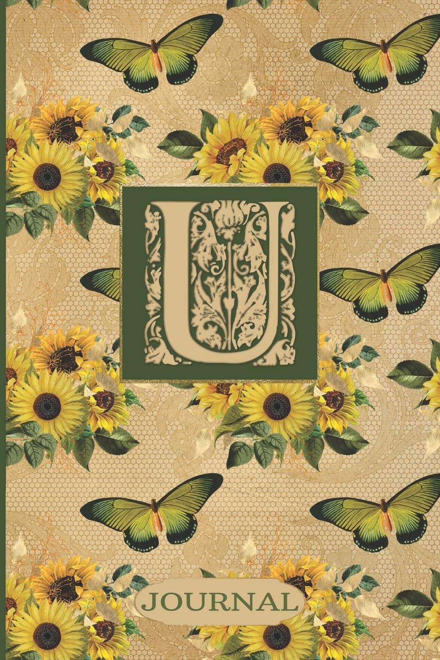 U Journal: Sunflowers and Butterflies Journal Monogram Initial U | Blank Lined and Decorated Interior Essays & Short Stories