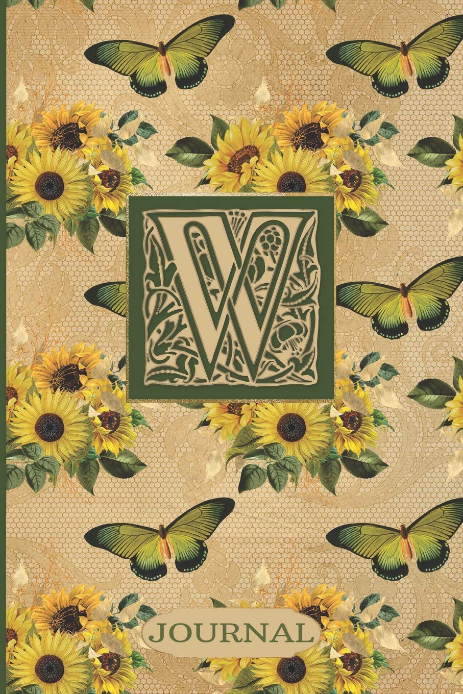 W Journal: Sunflowers and Butterflies Journal Monogram Initial W | Blank Lined and Decorated Interior Essays & Short Stories