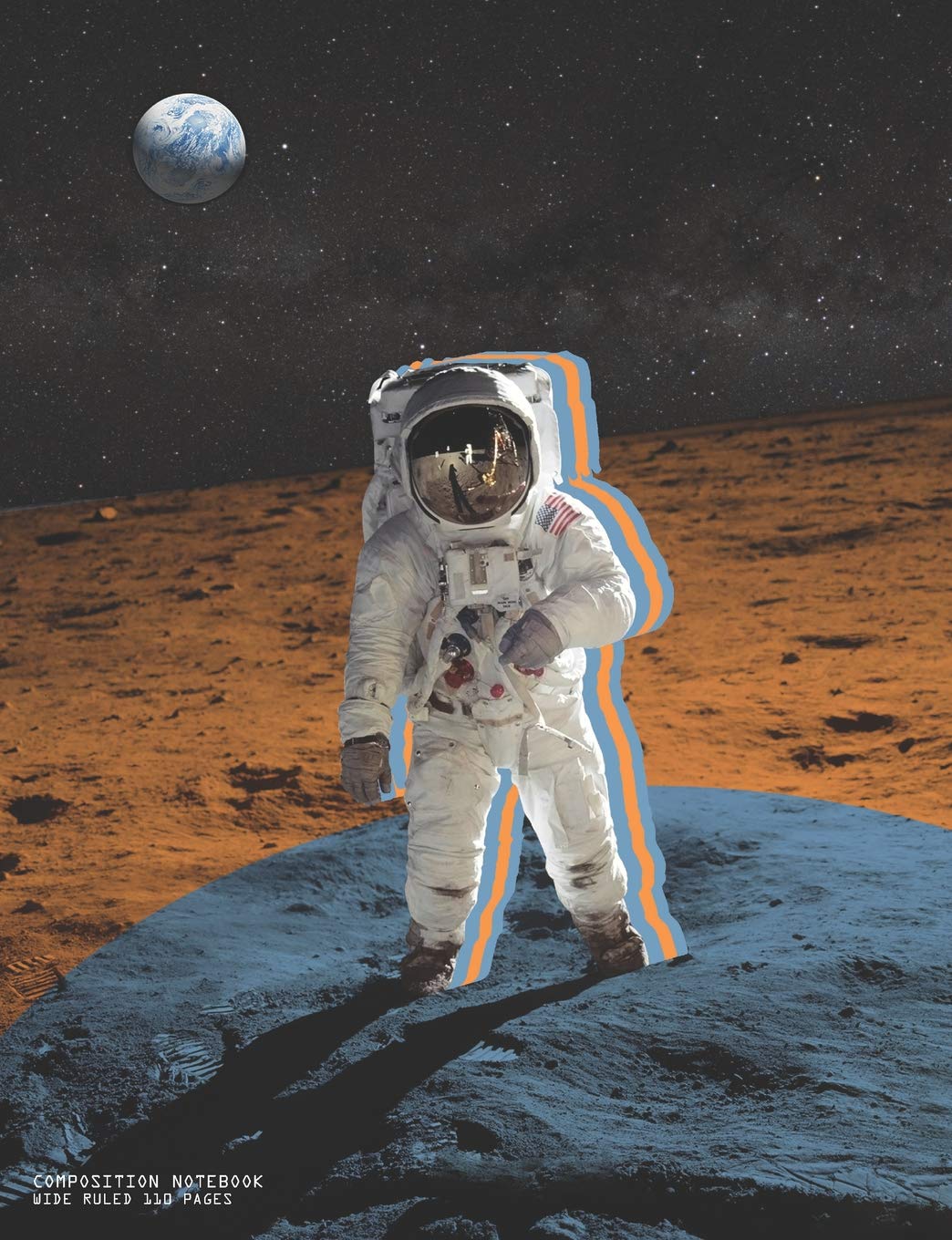 Composition Notebook Wide Ruled 110 Pages: Astronaut Moon Walk Journal Writing Notebook for Kids, Teens and Elementary High School Books