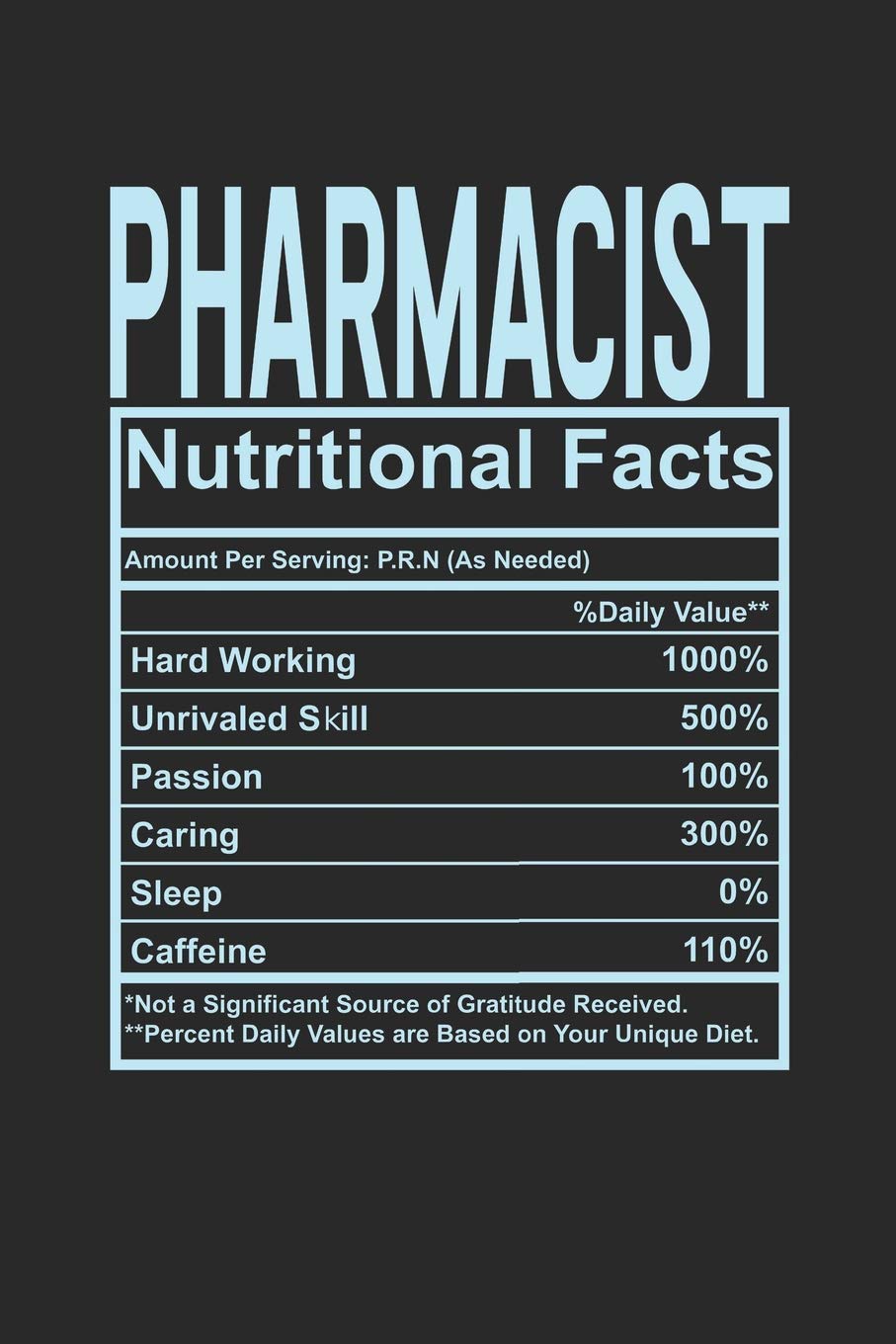 Pharmacist Nutritional Facts: 6x9 blank notebook, 120 Pages, Composition Book and Journal, funny gift for your favorite Pharmacist Essays & Short Stories