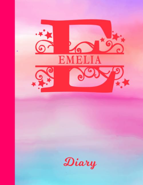 Emelia: Diary - Personalized First Name & Letter Initial E Personal Writing Journal | Glossy Pink & Blue Watercolor Effect Cover | Daily Diaries for ... | Write about your Life, Goals & Interests Contemporary literature