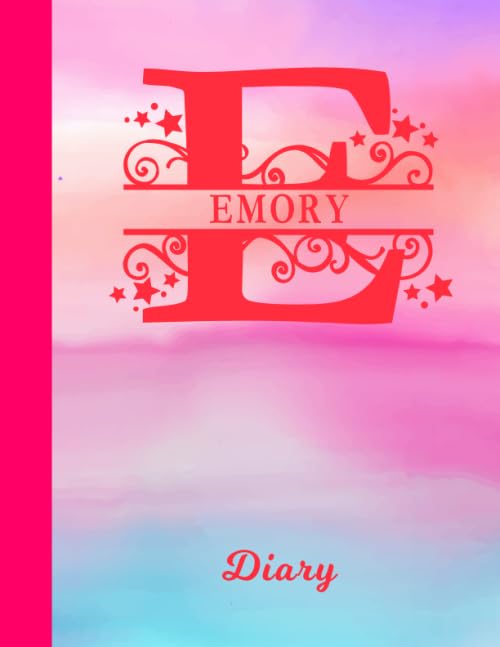 Emory: Diary - Personalized First Name & Letter Initial E Personal Writing Journal | Glossy Pink & Blue Watercolor Effect Cover | Daily Diaries for ... | Write about your Life, Goals & Interests Contemporary literature