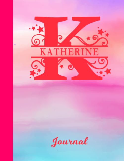 Katherine: Blank Journal - Personalized First Name & Letter Initial Personal Writing Diary | Glossy Pink & Blue Watercolor Effect Cover | Daily ... | Write about your Life, Goals & Interests Contemporary literature