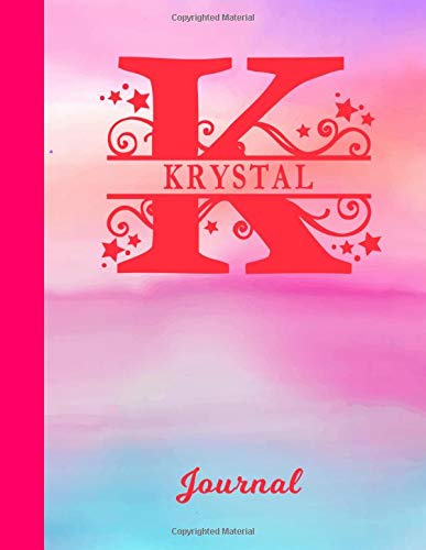 Krystal: Blank Journal - Personalized First Name & Letter Initial Personal Writing Diary | Glossy Pink & Blue Watercolor Effect Cover | Daily ... | Write about your Life, Goals & Interests Contemporary literature