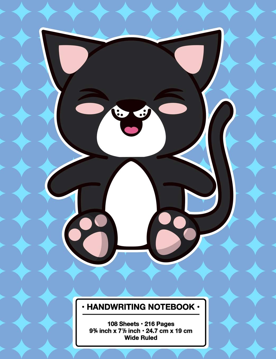 Handwriting Notebook: Back to School Cute Laughing Cat Kawaii Style Wide Rule Lined Book (Kawaii School Books, Band 9) Study Guides