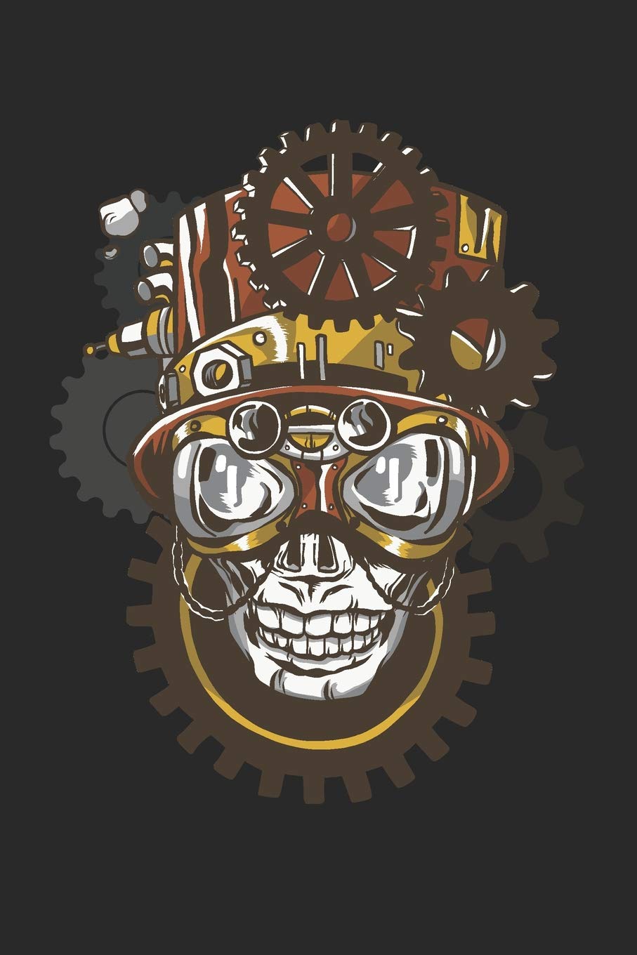 Steampunk Skull: College Ruled Notebook Journal, 6x9 Inch, 120 Pages Cyberpunk & Steampunk