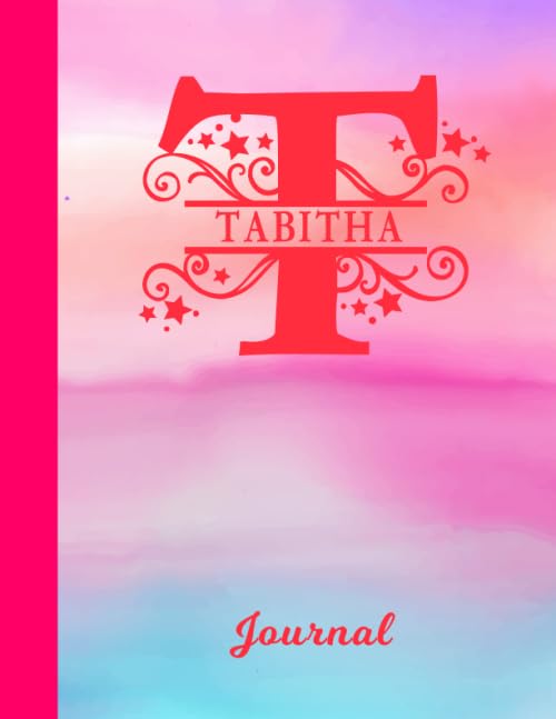 Tabitha: Blank Journal - Personalized First Name & Letter Initial Personal Writing Diary | Glossy Pink & Blue Watercolor Effect Cover | Daily ... | Write about your Life, Goals & Interests Contemporary literature
