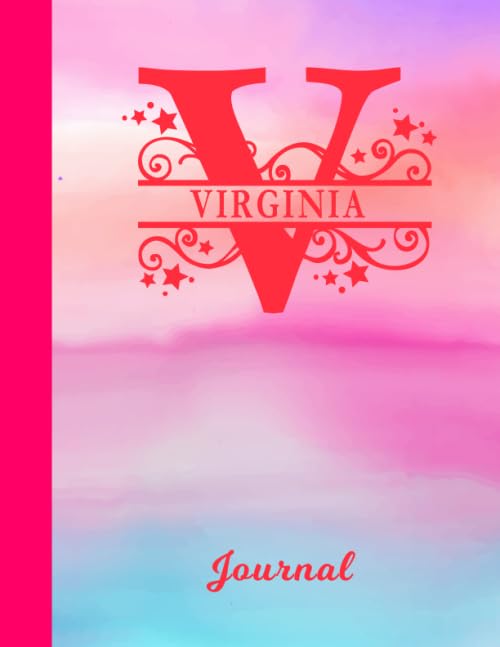 Virginia: Blank Journal - Personalized First Name & Letter Initial V Personal Writing Diary | Glossy Pink & Blue Watercolor Effect Cover | Daily ... | Write about your Life, Goals & Interests book