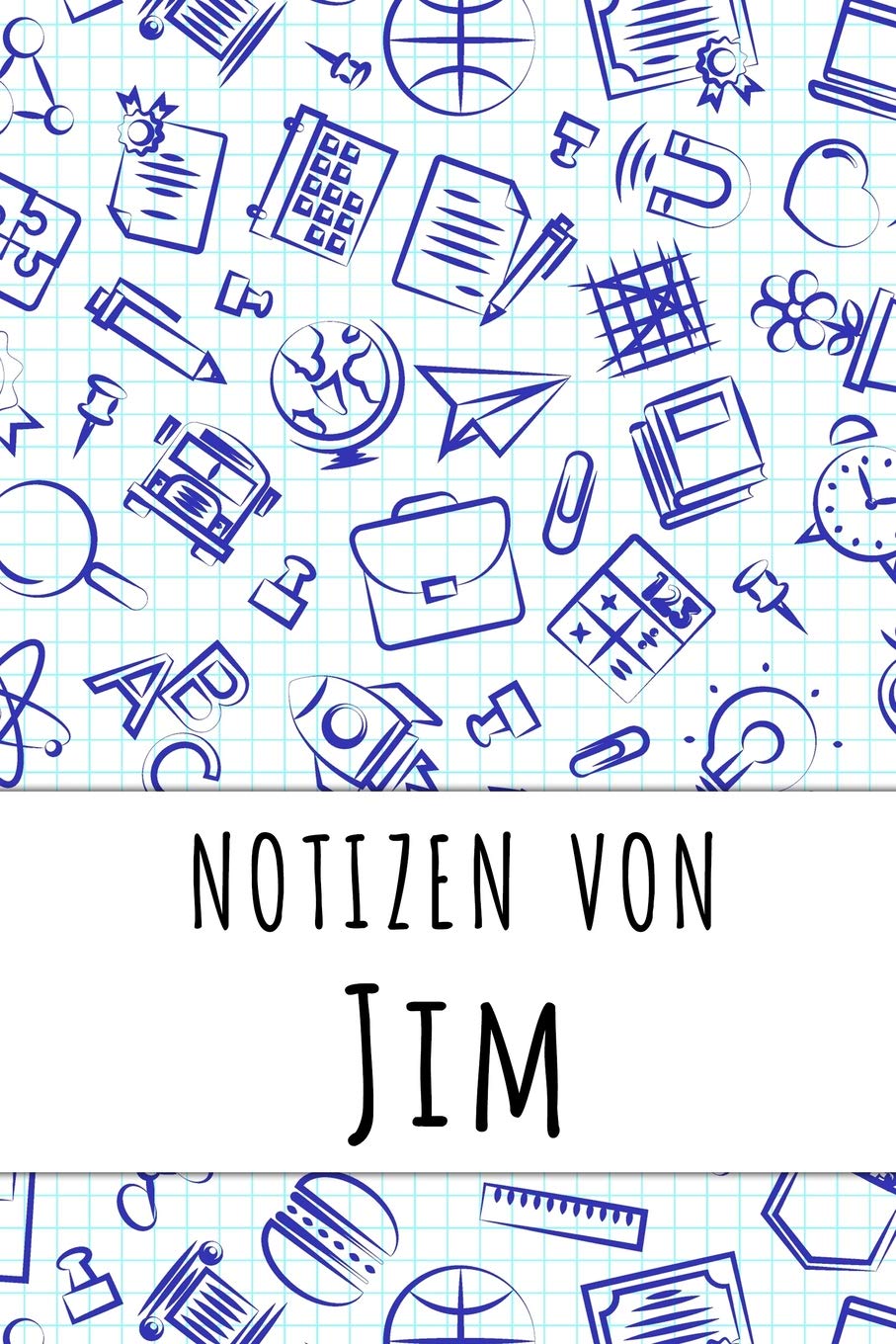 Notizen von Jim: Kariertes Notizbuch mit 5x5 Karomuster für deinen personalisierten Vornamen Books