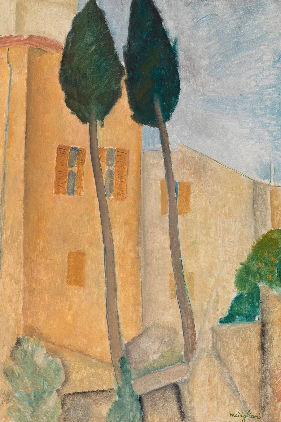 Art Journal: Amedeo Modigliani - Cypresses and Houses at Cagnes - Art Cover College Ruled Notebook | 110 Pages Film, Art & Culture