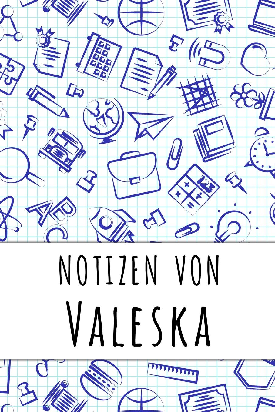 Notizen von Valeska: Kariertes Notizbuch mit 5x5 Karomuster für deinen personalisierten Vornamen Books