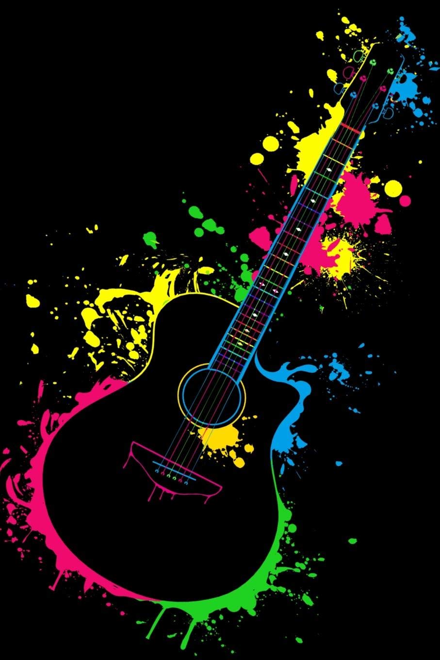 Splash Gitarre: A5 Block liniert - 120 Seiten Linien Notizbuch passend als Geschenk für Gitarristen, Gitarrenspieler und Musiker! Books