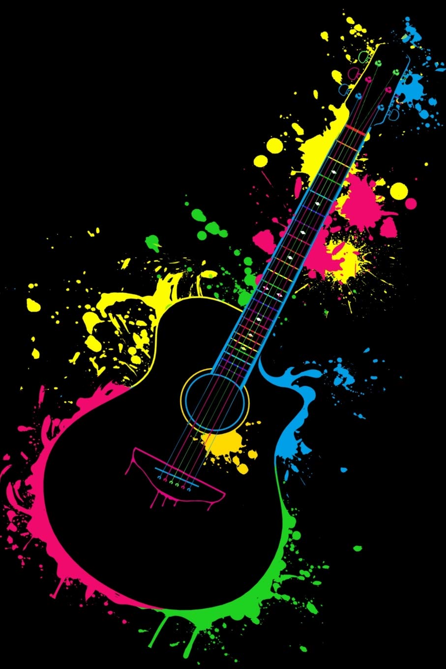 Splash Gitarre: A5 Block gepunktet - 120 Seiten Dot Grid Notizbuch passend als für Noten oder Lieder, perfektes Geschenk für Gitarristen, Gitarrenspieler und Musiker! Books