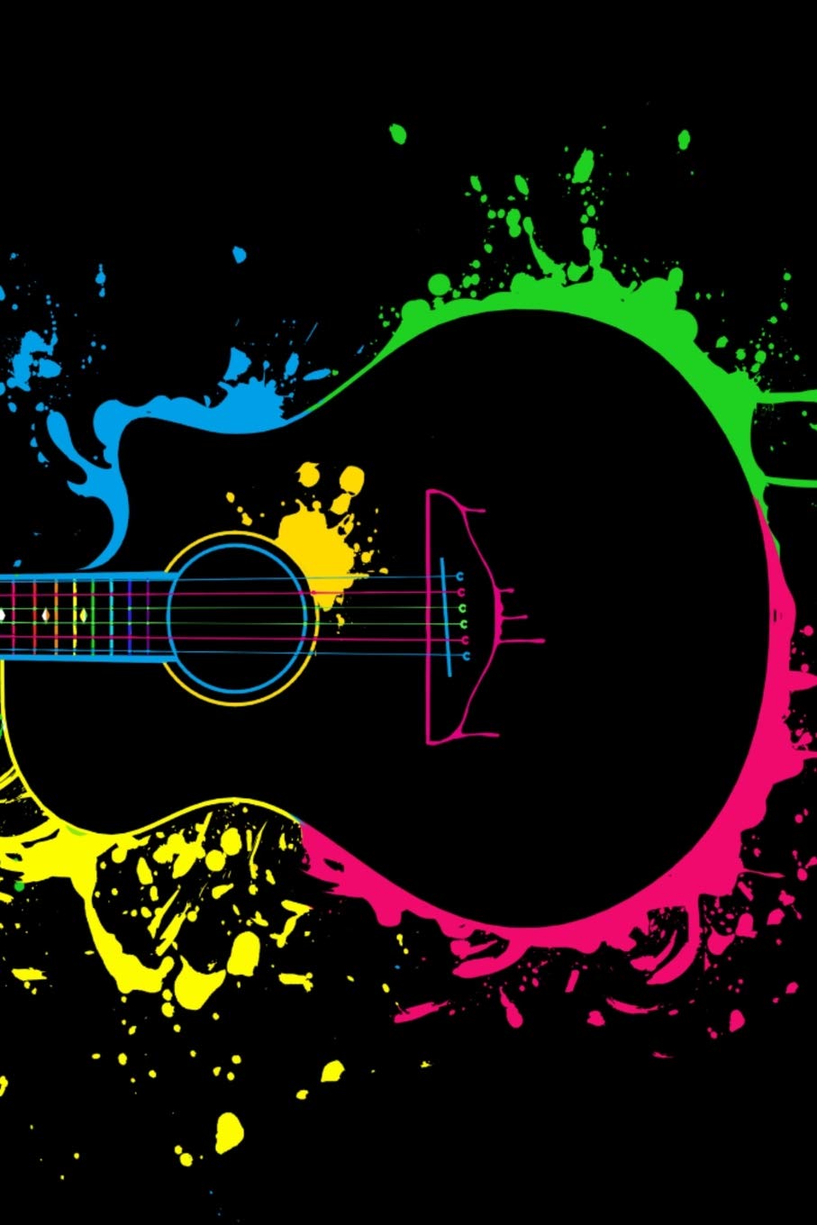 Splash Gitarre: A5 Block gepunktet - 120 Seiten Dot Grid Notizbuch passend als für Noten oder Lieder, perfektes Geschenk für Gitarristen, Gitarrenspieler und Musiker! Books