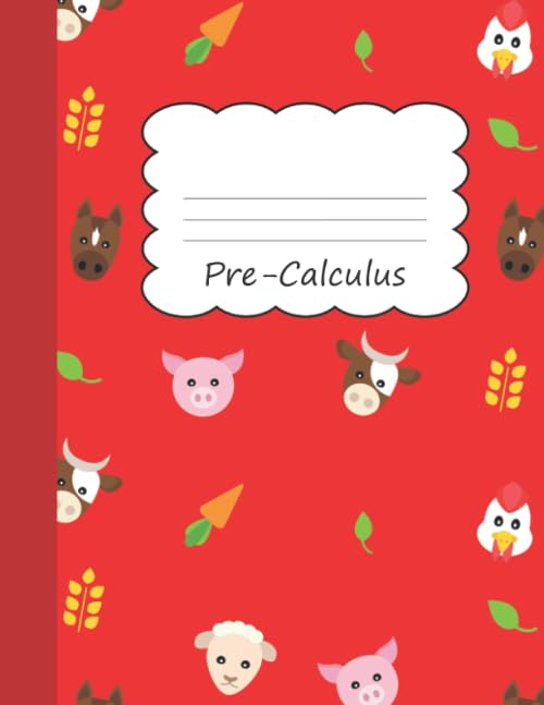 Pre Calculus: Animal Farm Large Blank 4 x 4 Quadrille Squared Coordinate Grid Paper | Cute Horse Sheep Pig Cow Carrot Livestock Farming & Zoo Keeper ... Primary Elementary | Farmer Farmhouse Learning & Reference