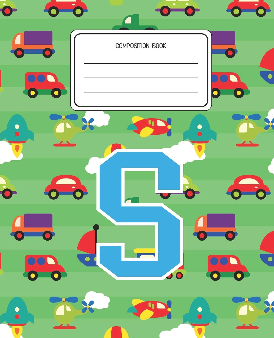 Composition Book S: Cars Pattern Composition Book Letter S Personalized Lined Wide Rule Notebook for Boys Kids Back to School Preschool Kindergarten and Elementary Grades K-2 book