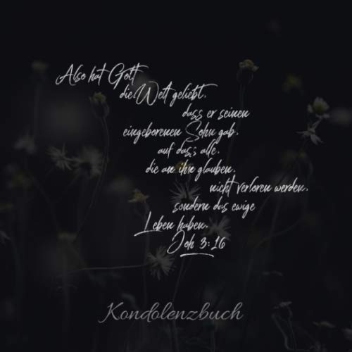 Kondolenzbuch Also hat Gott die Welt geliebt, dass er seinen eingeborenen Sohn gab, auf dass alle die an ihn glauben, nicht verloren werden, sondern ... * S mit 110 Seiten* 21 x 21 cm Bibel Death & Mourning
