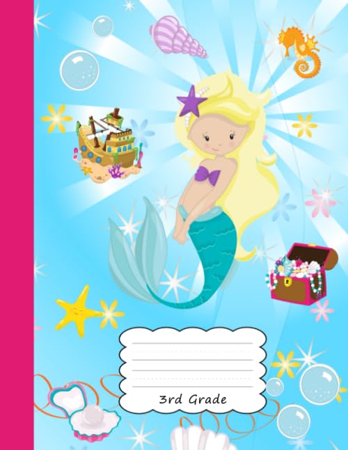 3rd Grade: Mermaid Lexis Draw & Write Notebook Half Sketch Book & Dotted Handwriting Dashed Lined Notebook Paper | Cute Beach Sea Horse Shell Starfish ... & Storytelling | Writing Pad Sketchbook Learning & Reference
