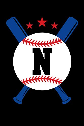 Letter N Baseball Monogram Journal Sports Notebook: Baseball Player Name Initial Monogrammed Blank Lined Book Leisure & Fun