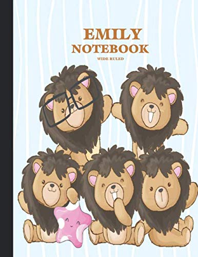 EMILY Wide Ruled Notebook: Cute Lion Family Personalized Blank Wide Ruled Lined School Notebook / Journal for Girls & Women. School Supplies Birthday ... Composition Girly Girl Woman’s Name Business, Finance & Career