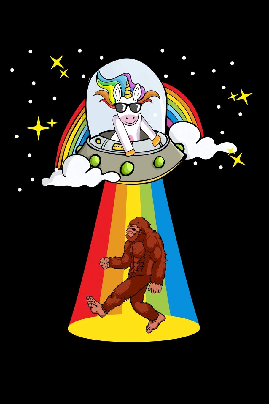 Funny magical ufo unicorn with bigfoot journal: Composition Journal Notebook Wide Ruled with 100 lined pages for you as budget planner or password ... kids as a back to school or kindergarten gift Manga