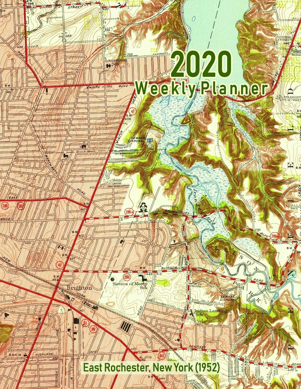 2020 Weekly Planner: East Rochester, New York (1952): Vintage Topo Map Cover Nature & Animals