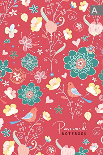 Password Notebook: 6x9 Internet Login Journal Medium with Alphabetical Tabs | Large Print | Pastel Bird Floral Design Red Business, Finance & Career