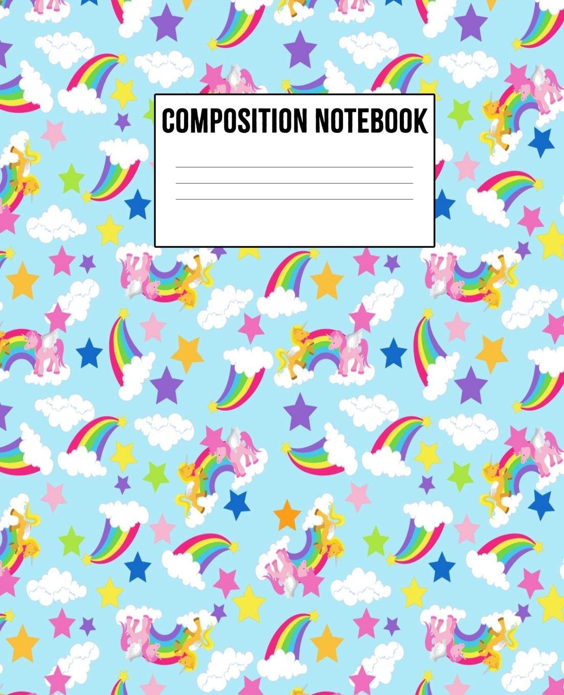 Composition Notebook: Blank Lined Wide Ruled Paper School Journal | Back to School Workbook Diary | Cute Trendy Rainbow Unicorns Design Manga