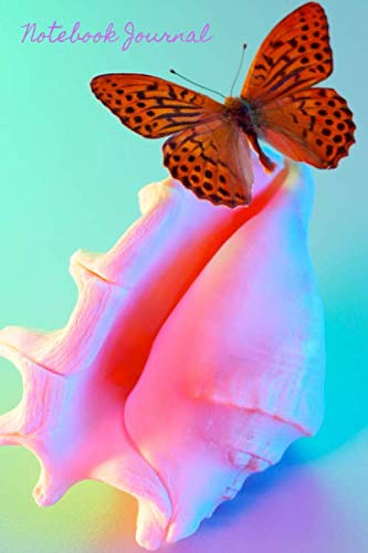 Notebook Journal: 109 Blank Lined Pages Softcover Notes Journal, 6 x 9 Inches, Premium Glossy Cover - Beautiful Seashell and Butterfly Essays & Short Stories
